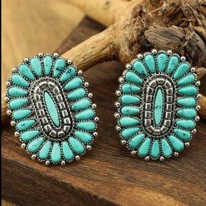 Turquoise and Silver Stud Earrings